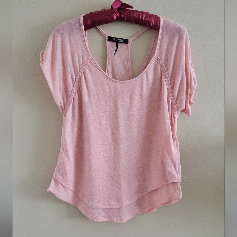 DONATING Ebergie | Pink Women's Top Open Back Medium Boho-Chic